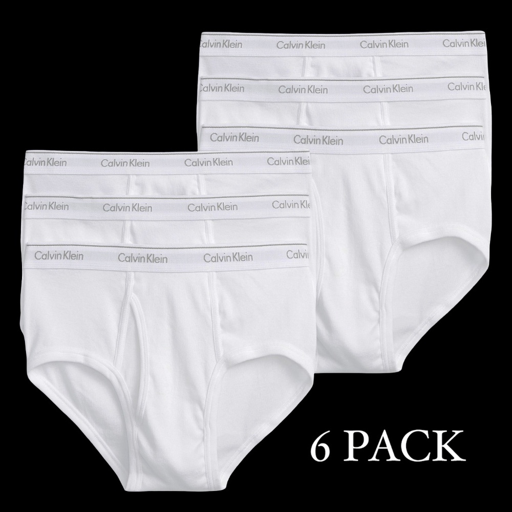 Calvin Klein Classic Fit Briefs 100% Cotton PACK OF 6 Underwear Monogrammed NIP